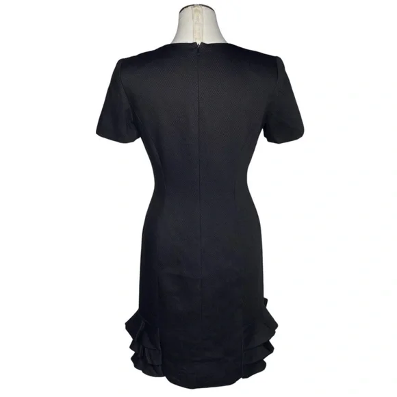 Carolina Herrera Black Short Sleeve Ruffle Dress - Picture 3 of 12
